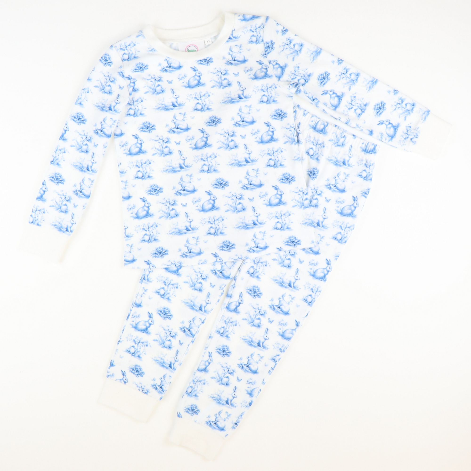 Blue Bunny Toile Pajama Set - Stellybelly
