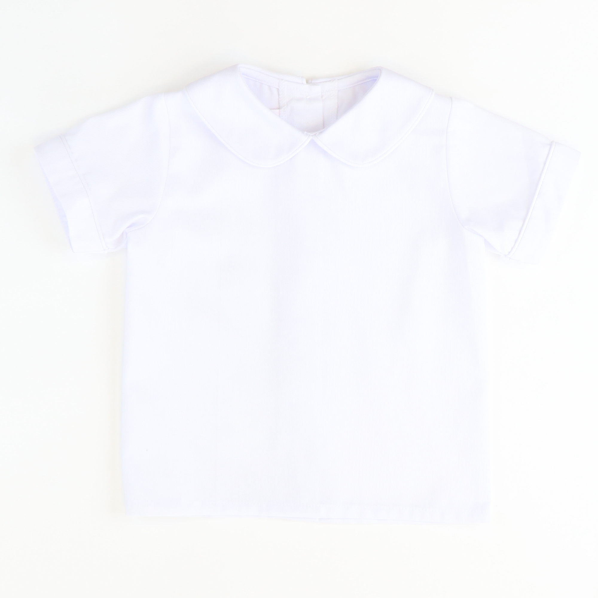 Boys Signature S/S Rounded Collar Shirt - White Pique - Stellybelly