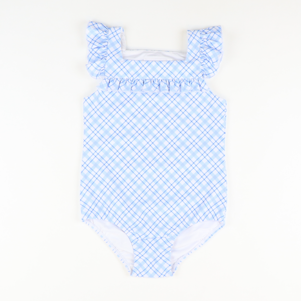 Frilly Swimsuit - Coastal Blue Plaid