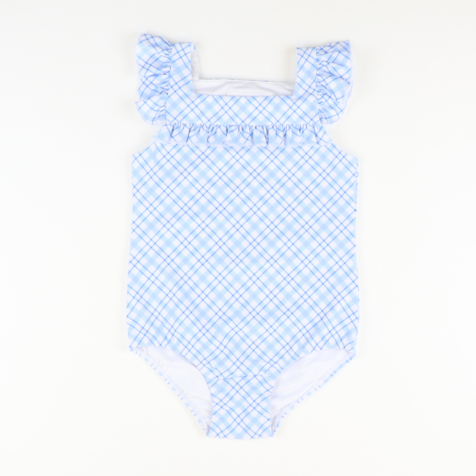 Frilly Swimsuit - Coastal Blue Plaid - Stellybelly
