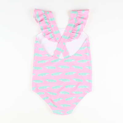 Flutter Swimsuit - Pink Alligators