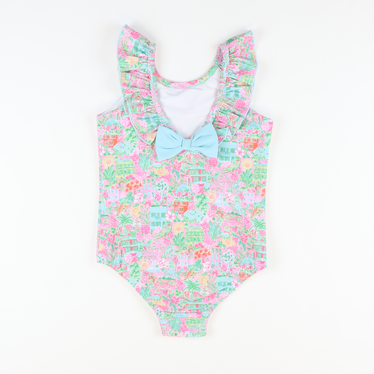 Ruffle Neck Swimsuit - Charleston Print