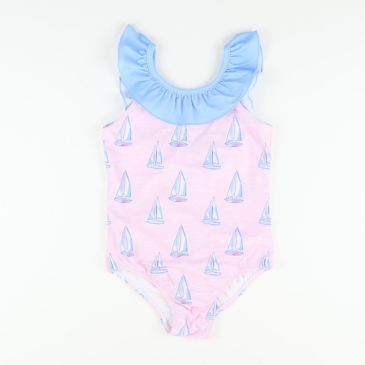 Ruffle Neck Swimsuit - Sail Away