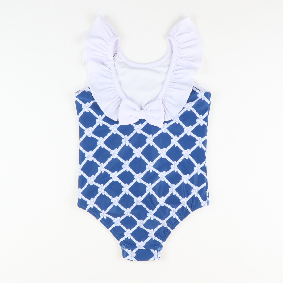 Ruffle Neck Swimsuit - Nautical Ropes