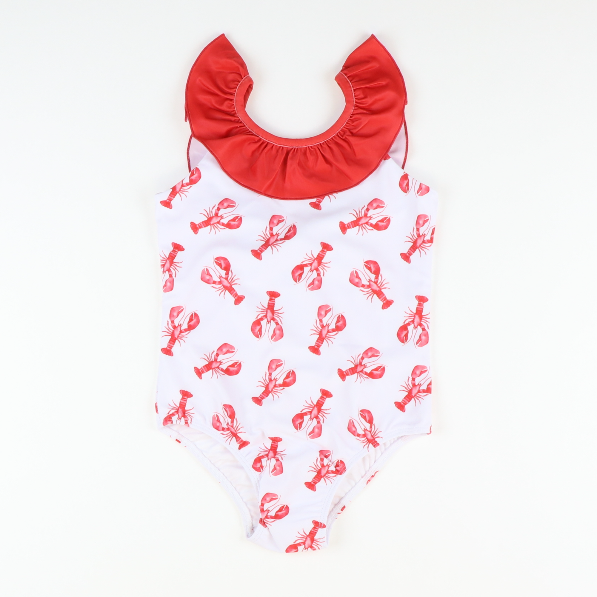 Ruffle Neck Swimsuit - Lobsters