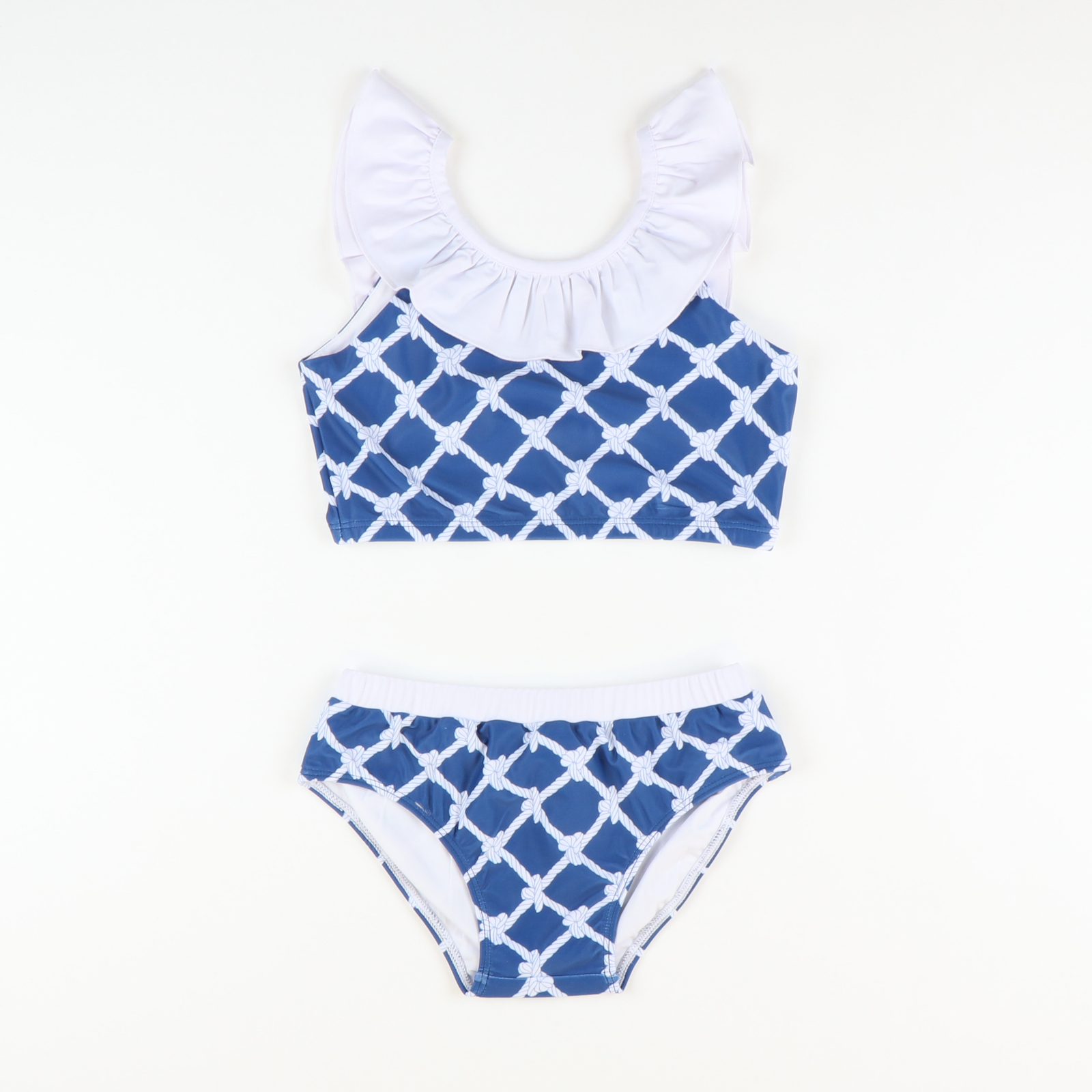 Ruffle Neck Bikini - Nautical Ropes - Stellybelly