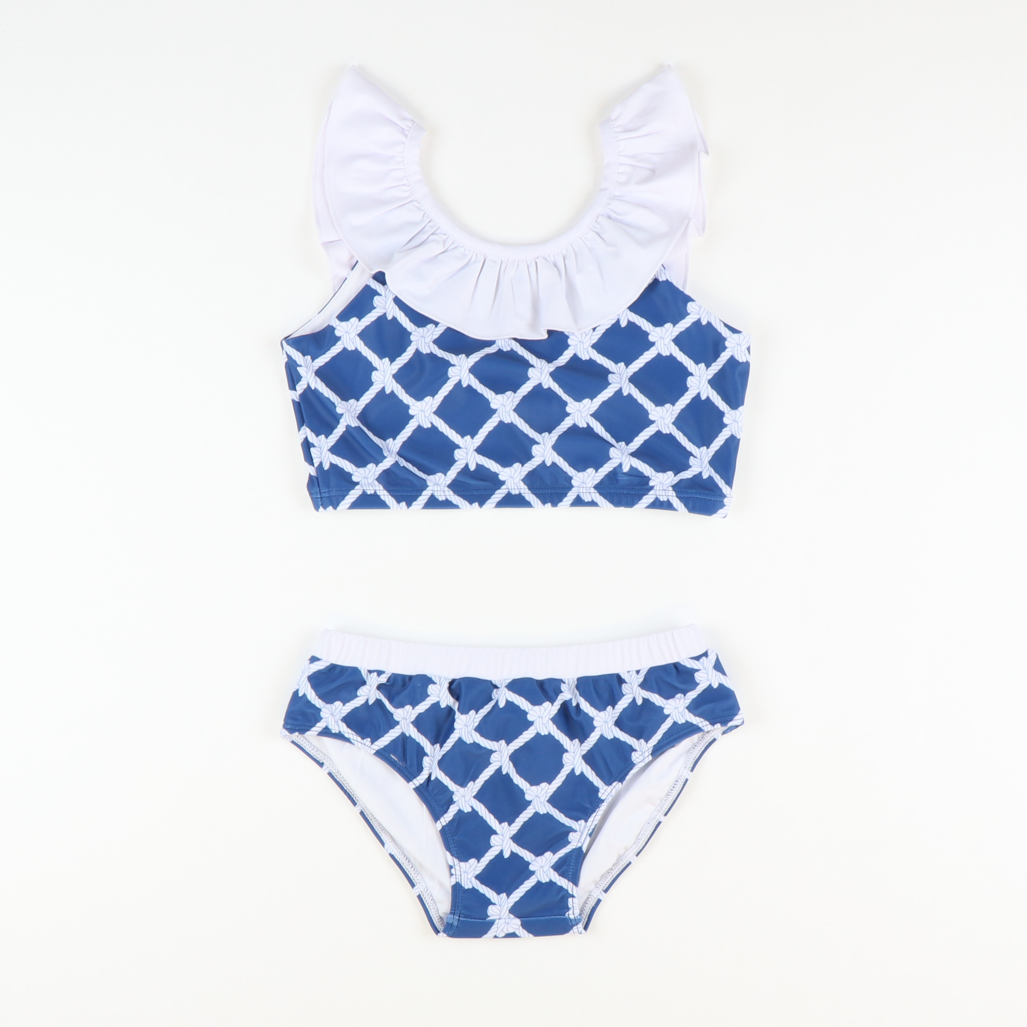 Ruffle Neck Bikini - Nautical Ropes