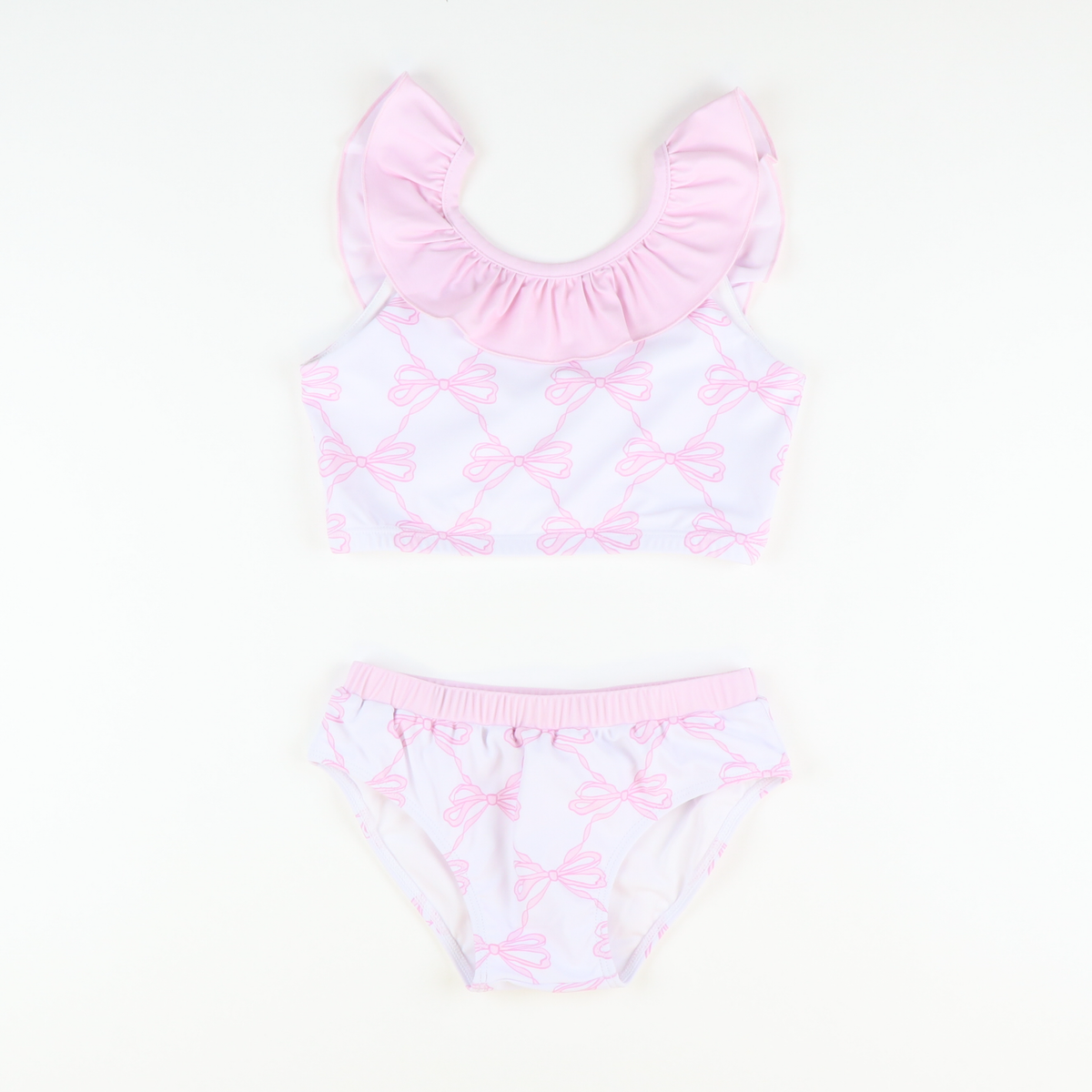 Ruffle Neck Bikini - Pink Bows