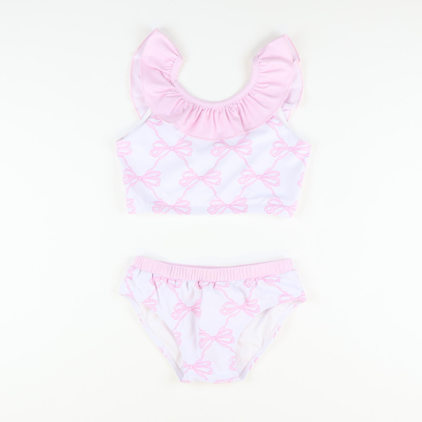 Ruffle Neck Bikini - Pink Bows - Stellybelly