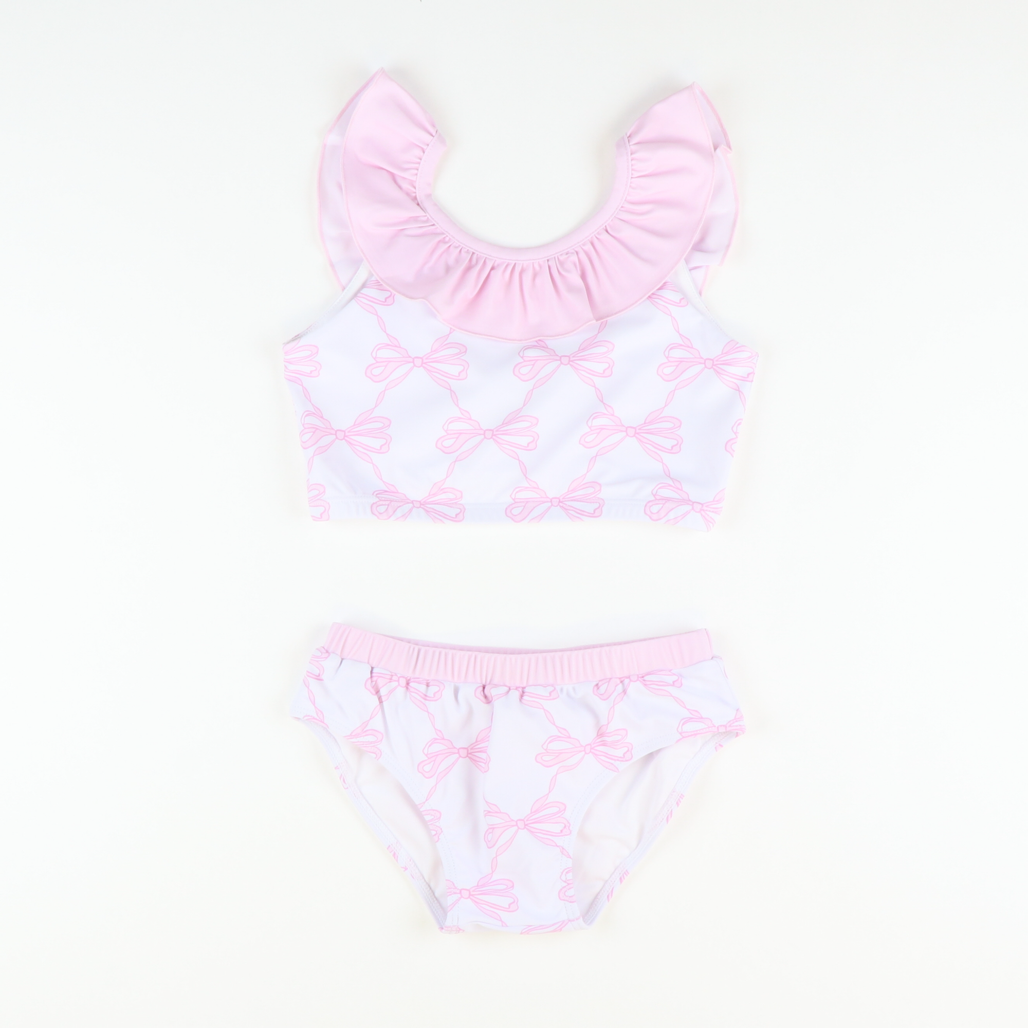 Ruffle Neck Bikini - Pink Bows