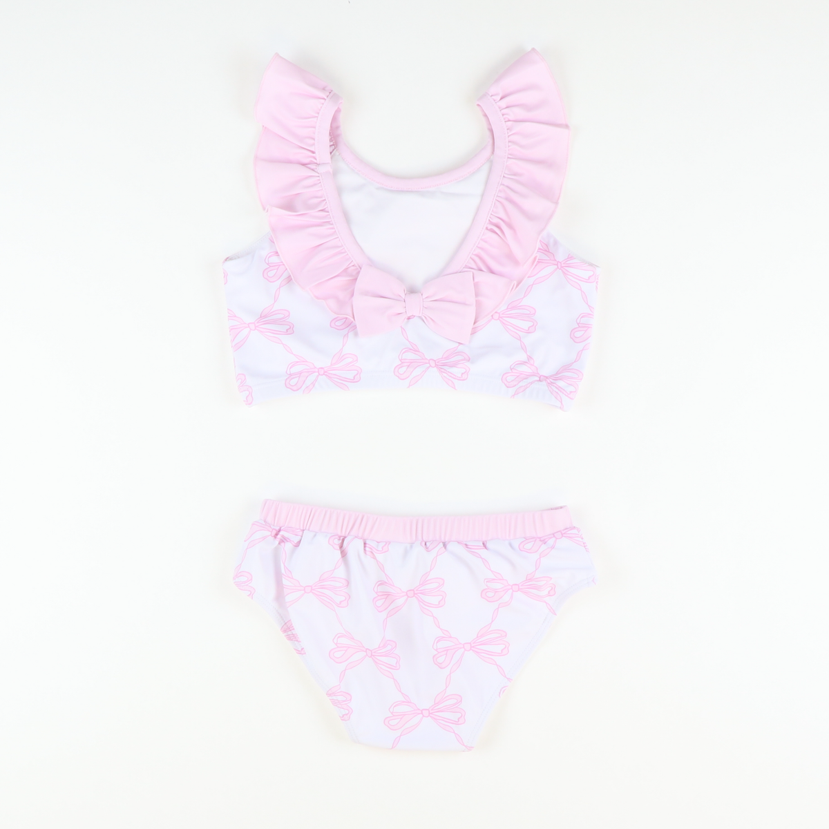 Ruffle Neck Bikini - Pink Bows