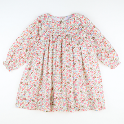 Pleated Ruffle Neck Dress -  Winter Meadow Floral