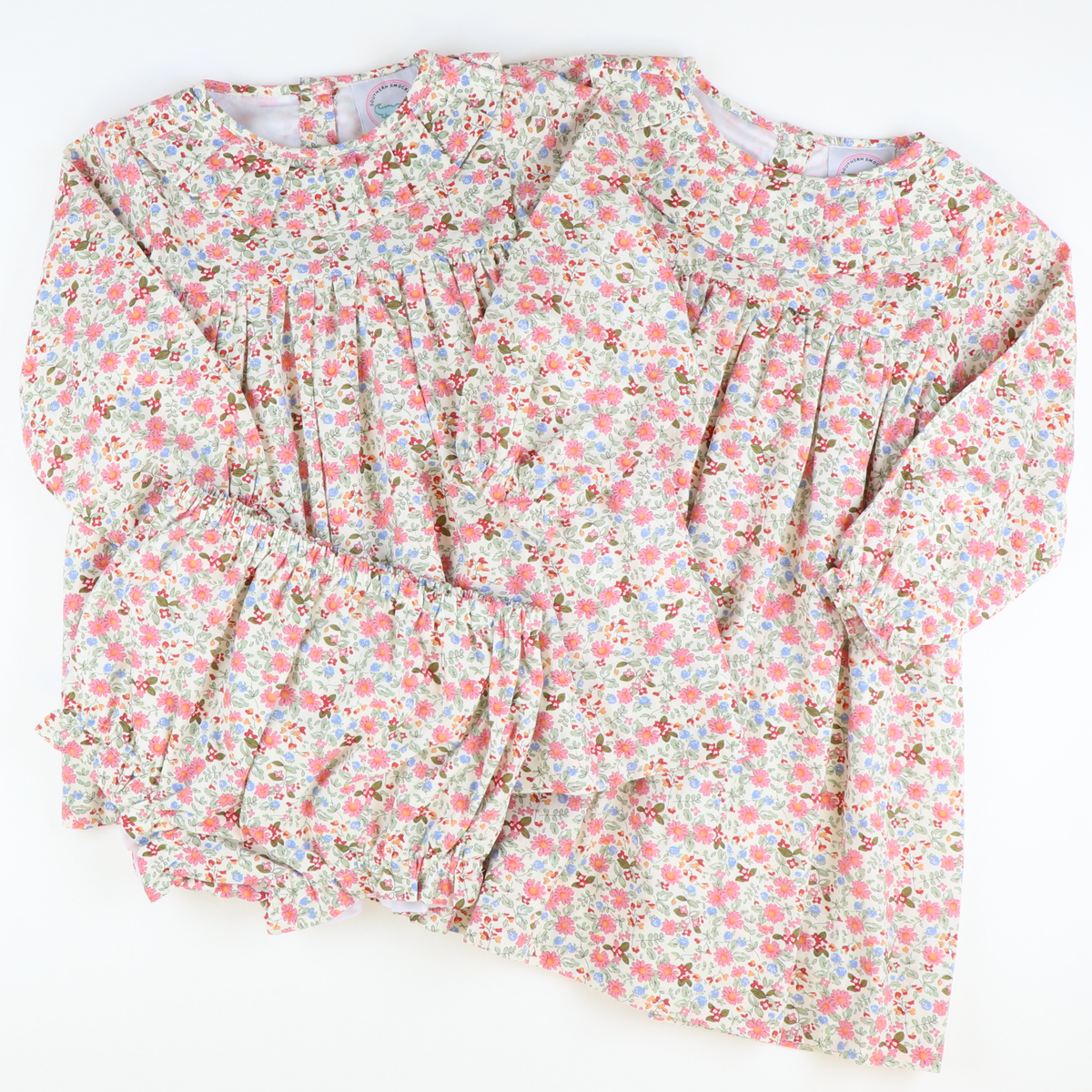 Pleated Ruffle Neck Dress -  Winter Meadow Floral