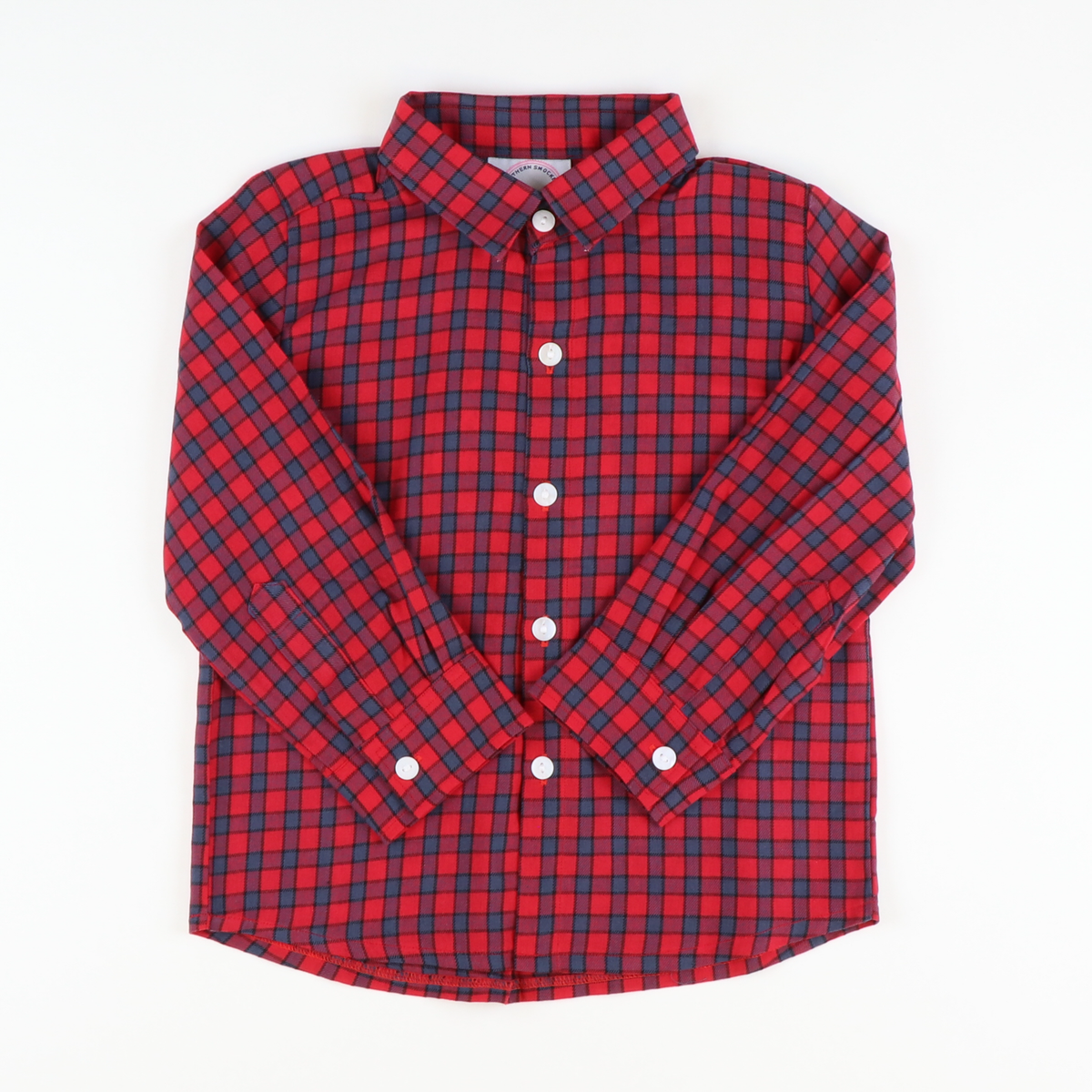 Signature Button Down Collared Shirt - Navy & Red Plaid Flannel