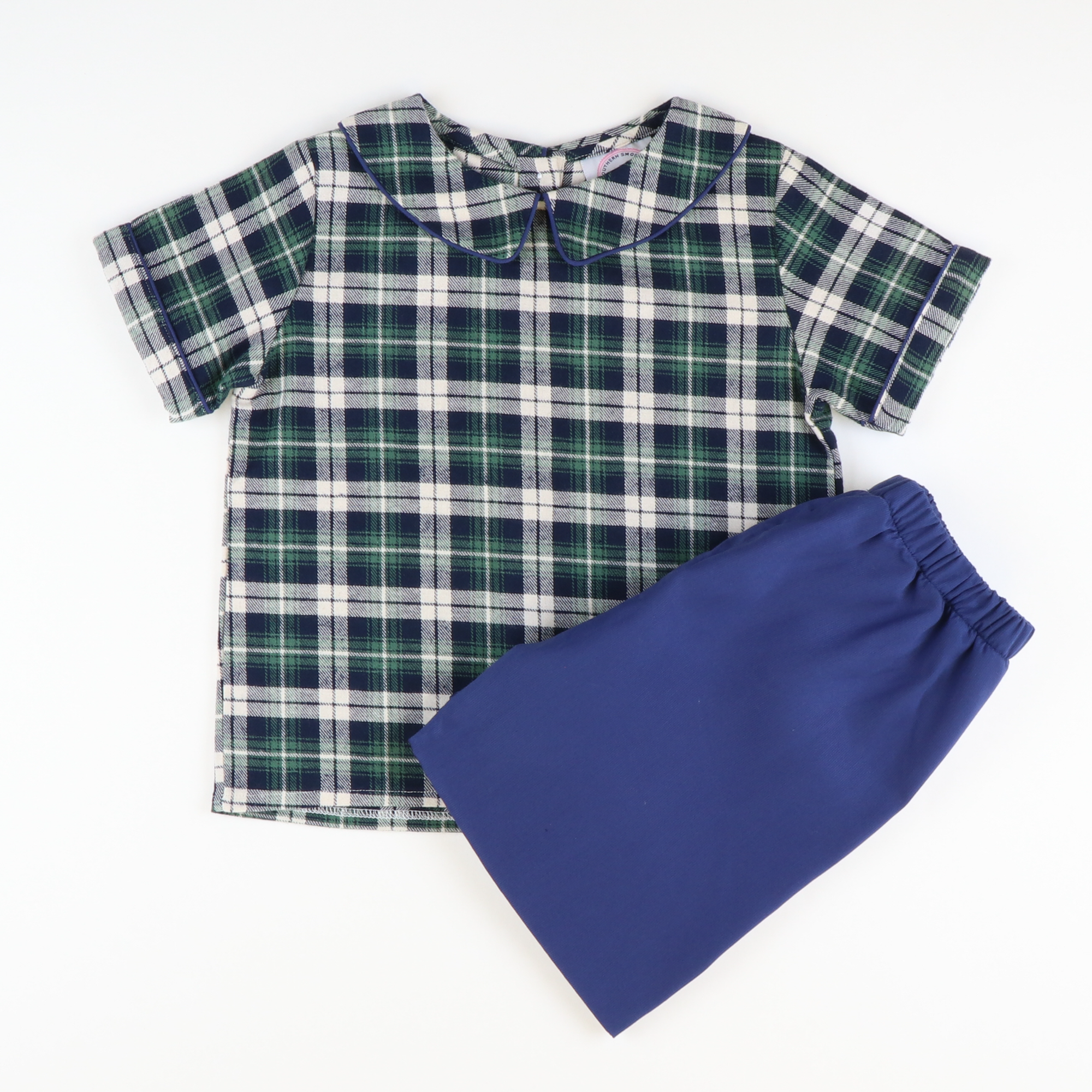 Plaid Short Set - Navy & Green Flannel