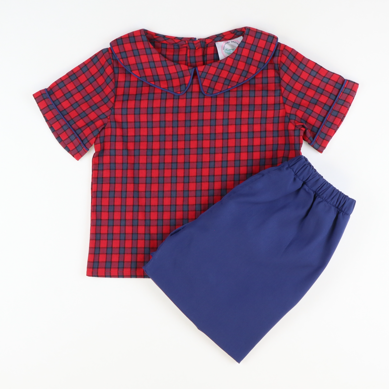 Plaid Short Set - Navy & Red Flannel