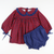 Plaid Pleated Ruffle Collar Set - Navy & Red Flannel
