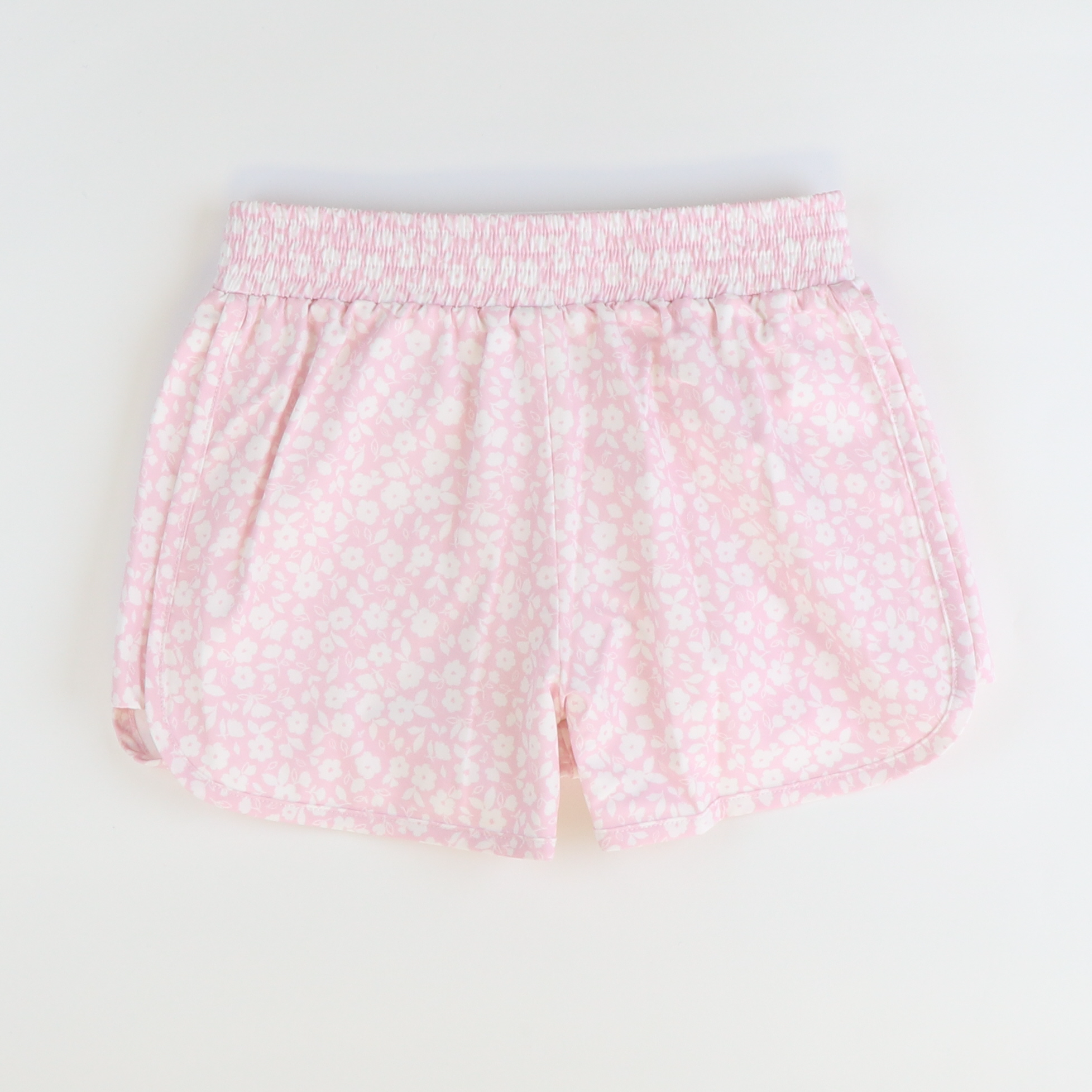 Girls Track Shorts - Light Pink Floral