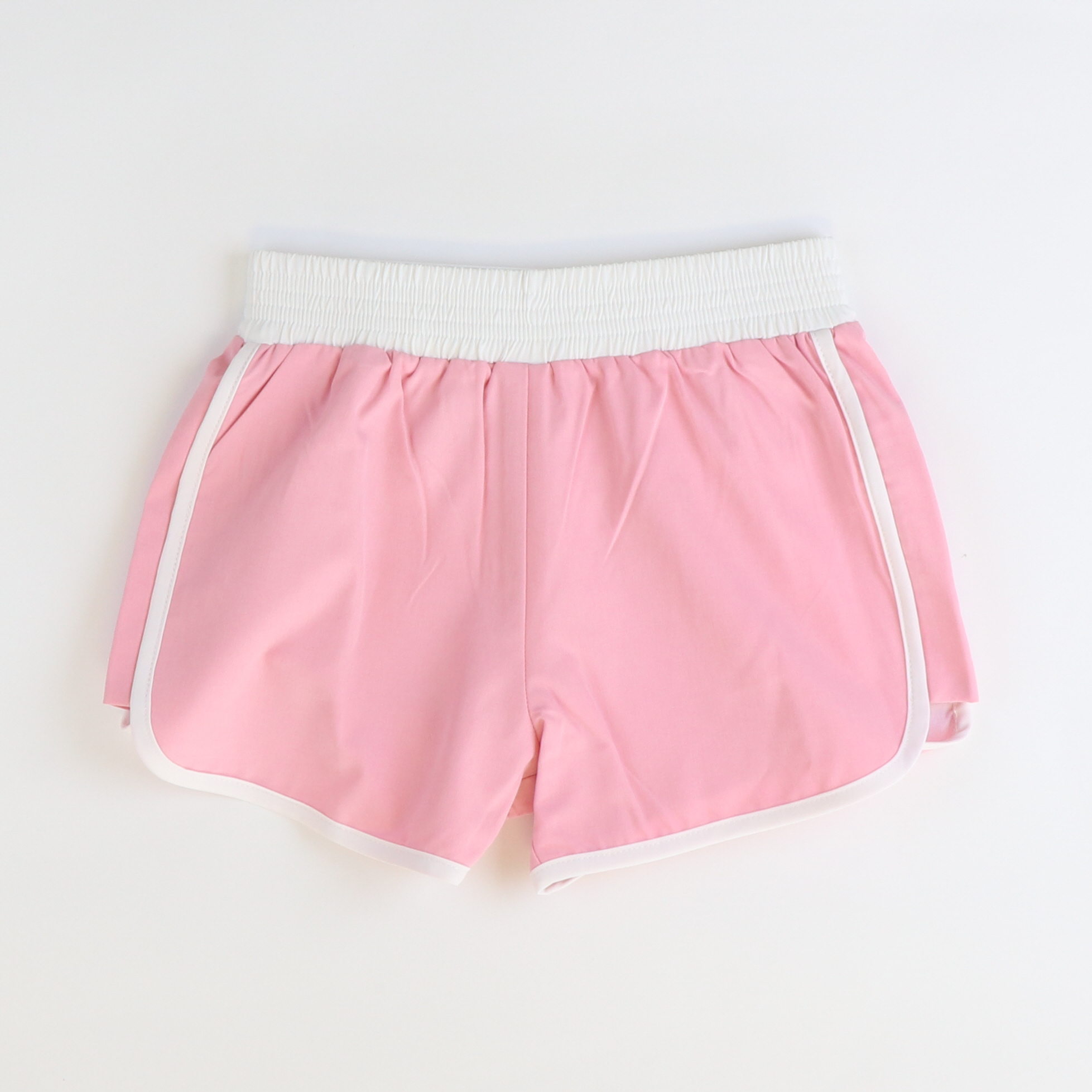 Girls Track Shorts - Pink & White