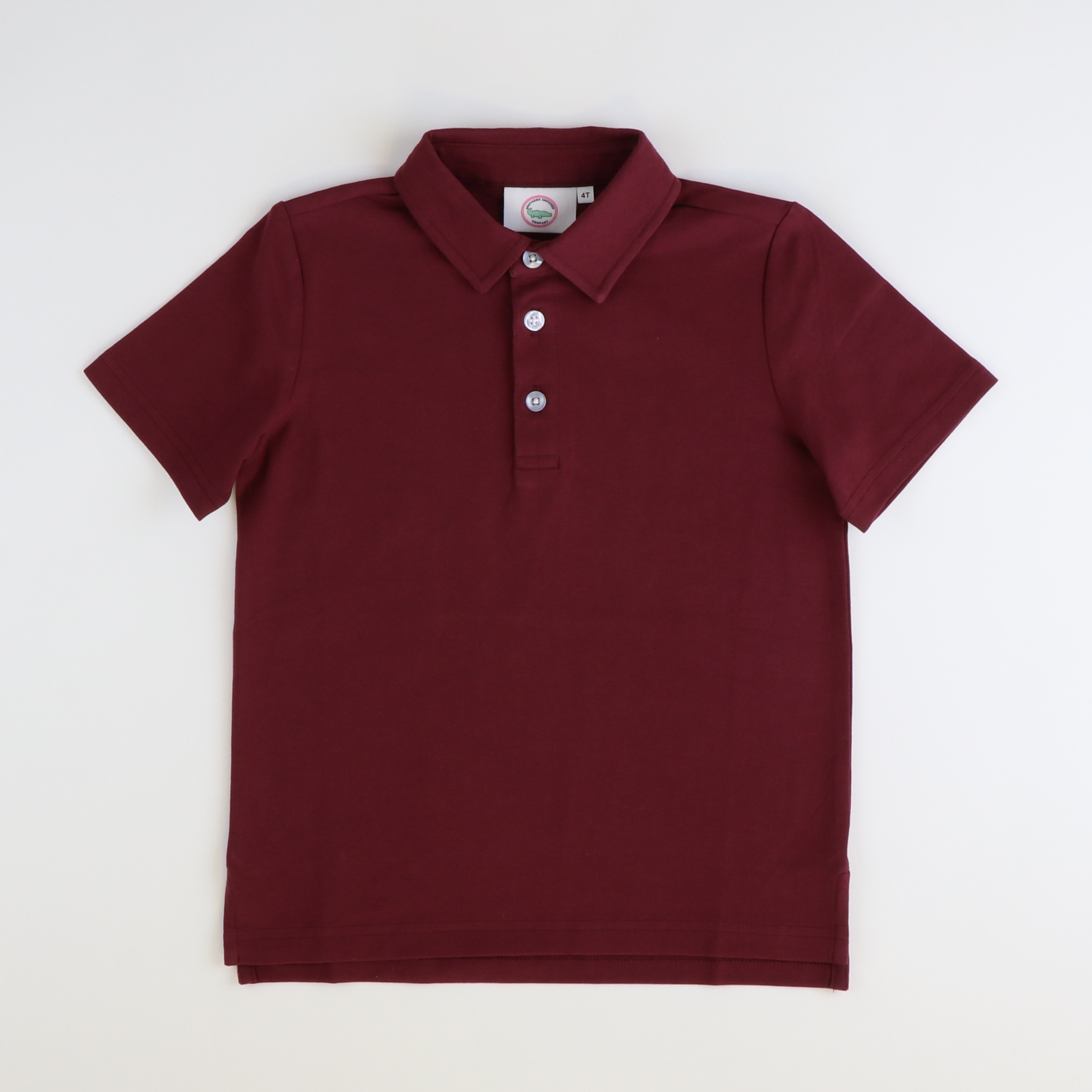 Boys Signature S/S Knit Polo - Maroon Solid - Stellybelly