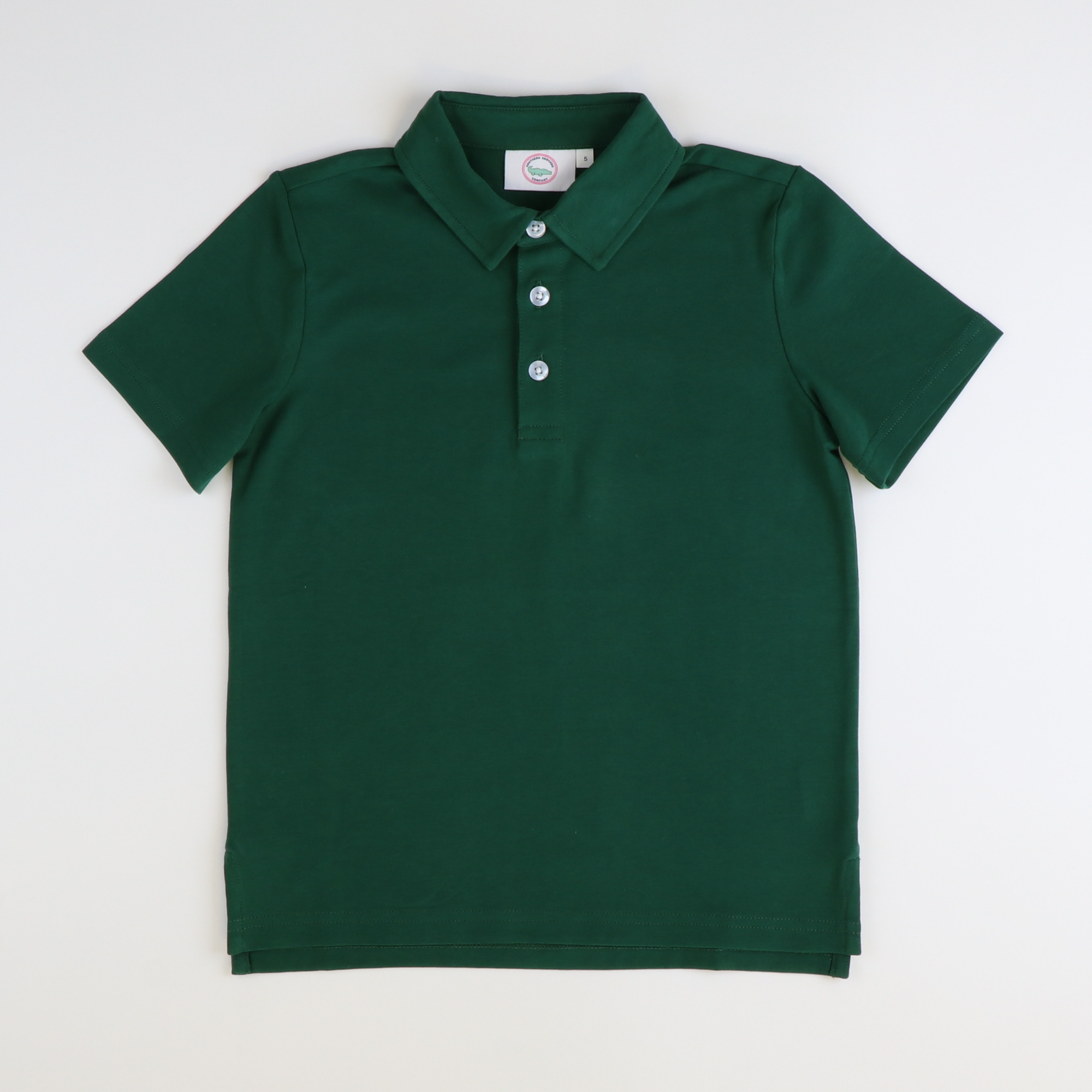 Boys Signature S/S Knit Polo - Hunter Green Solid