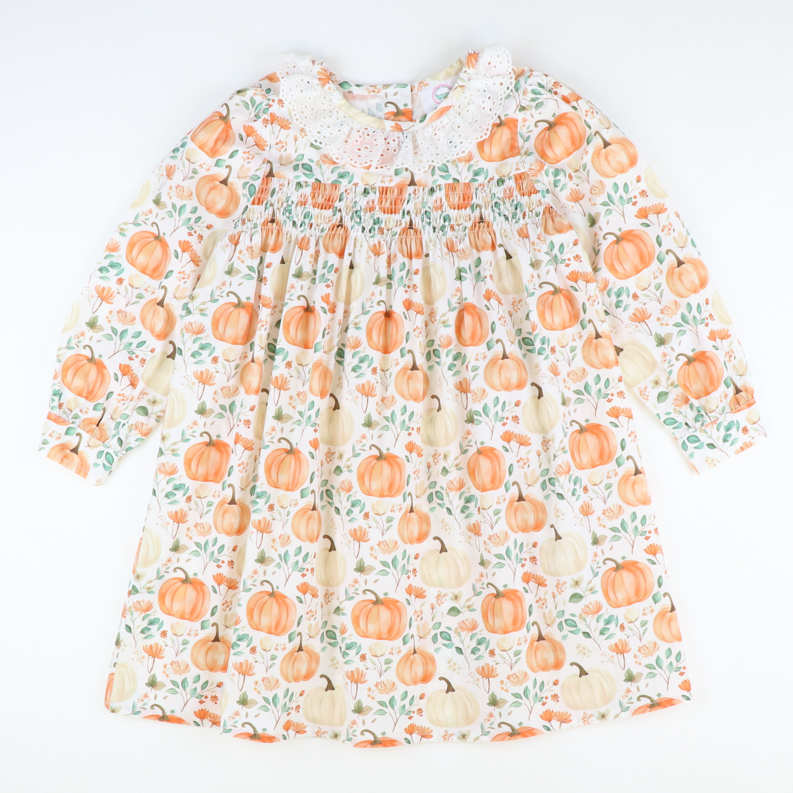 Eyelet Ruffle Dress - Autumn Pumpkins - Stellybelly