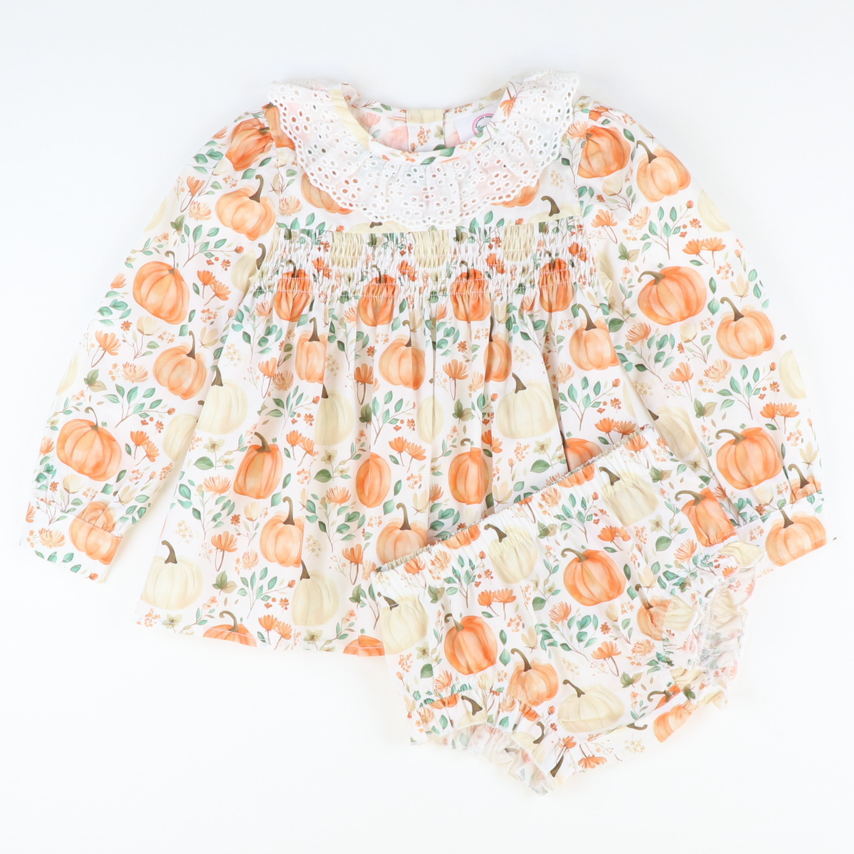 Eyelet Ruffle Set - Autumn Pumpkins