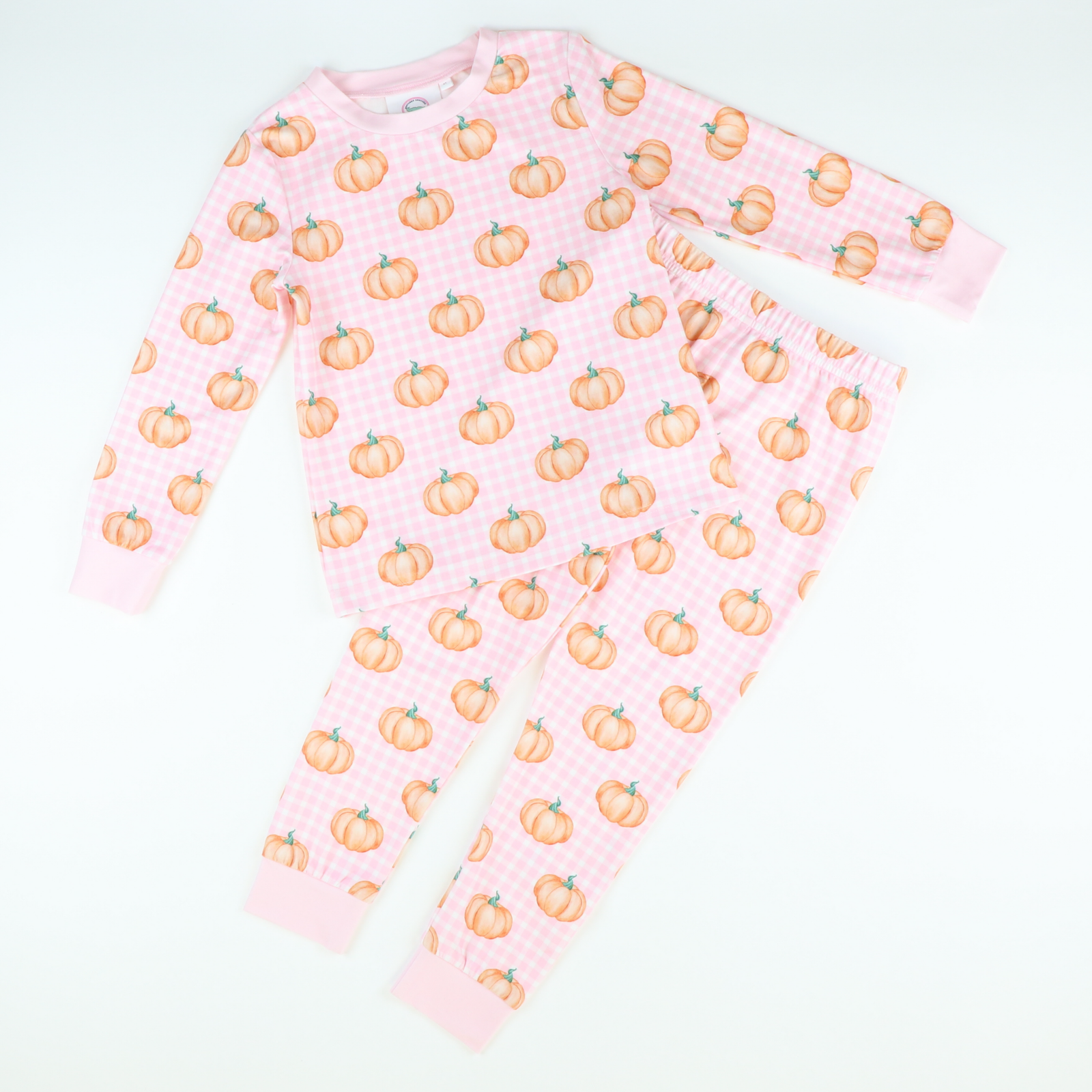 Pajama Set - Pumpkins Light Pink Check - Stellybelly