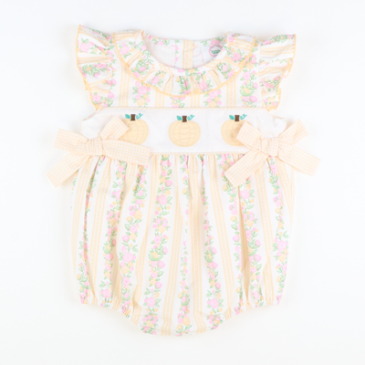 Heirloom Pumpkins Ruffle Neck Girl Bubble - Floral Vines