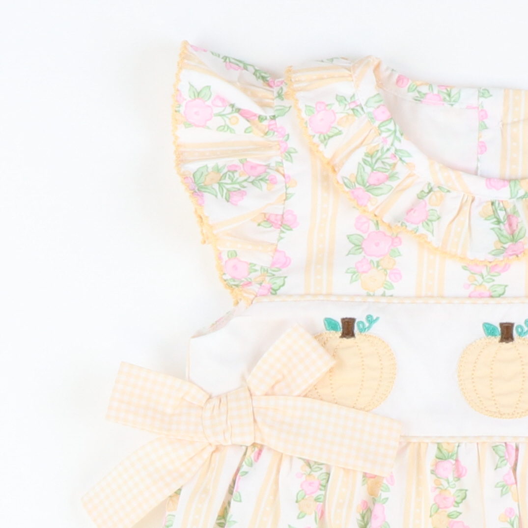 Heirloom Pumpkins Ruffle Neck Girl Bubble - Floral Vines