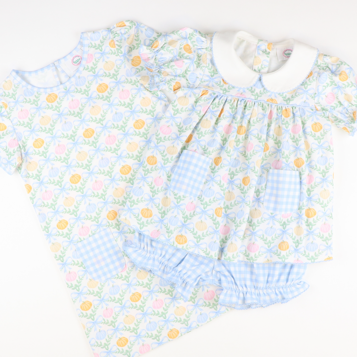 Playground Pocket Set - Pumpkin Blue Bow Trellis