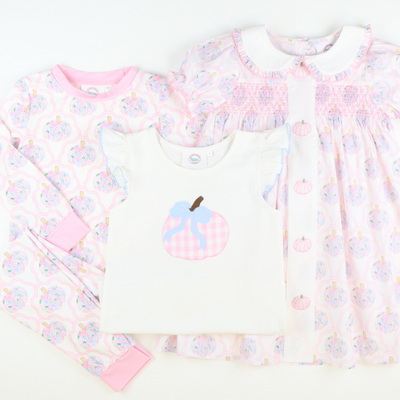 Pajama Set - Scalloped Floral Pumpkins