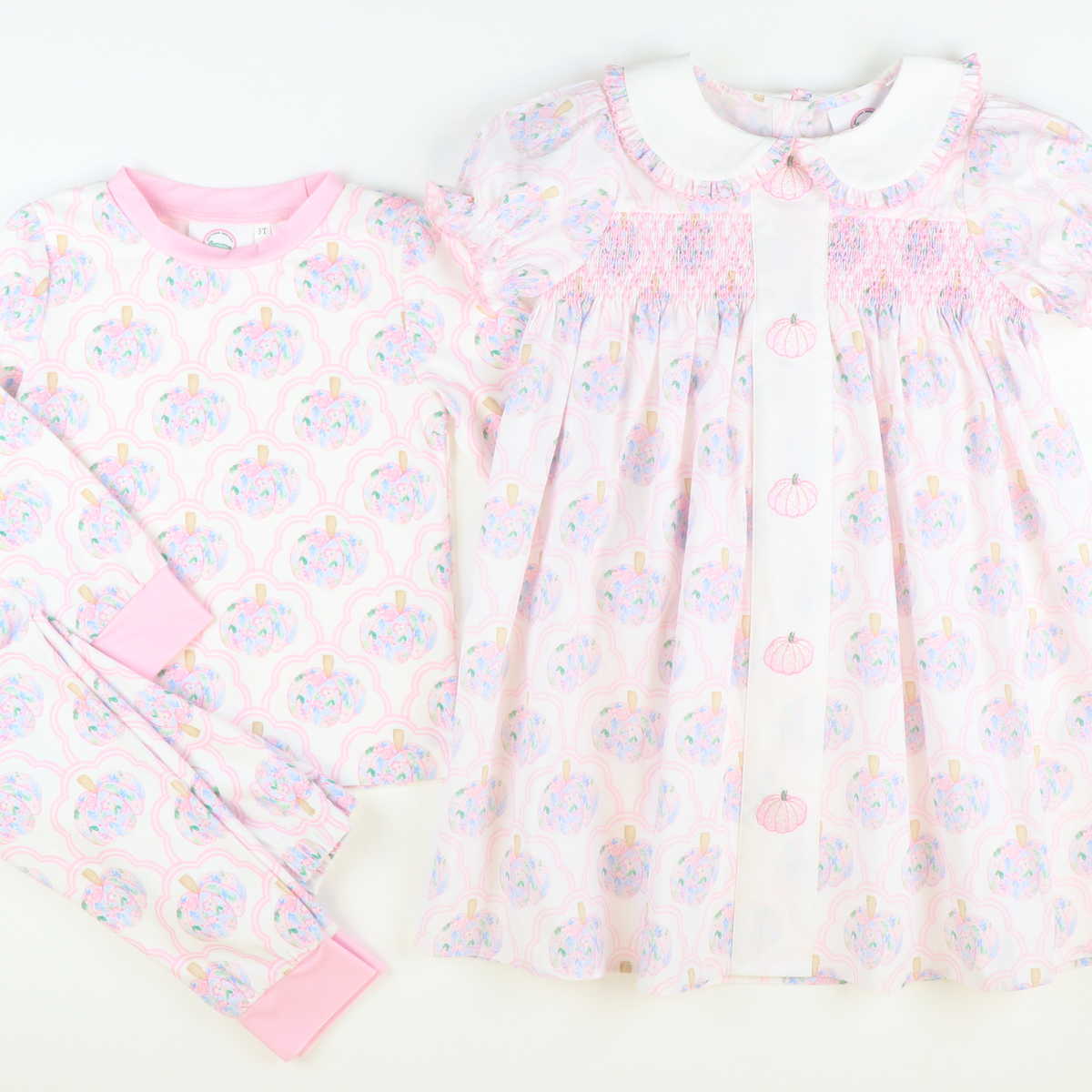 Pajama Set - Scalloped Floral Pumpkins