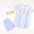 Smocked Pumpkins Collared Boy Bubble- Light Blue Check