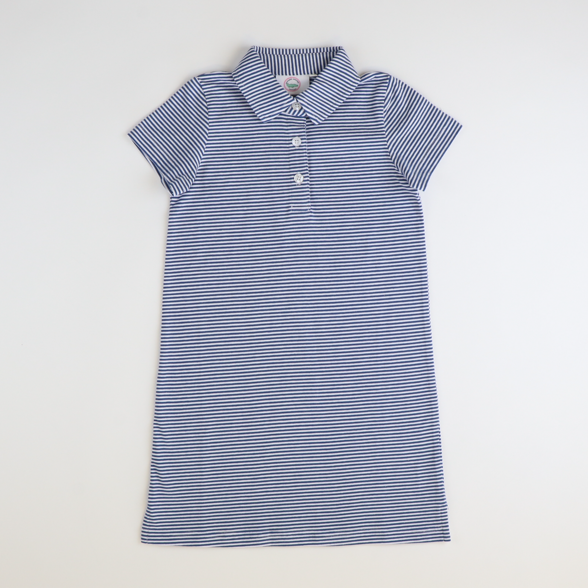 Polo Dress - Navy Blue Stripe Knit