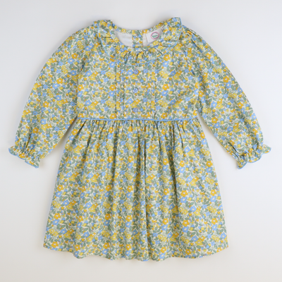 Ruffle Neck Dress - Golden Floral