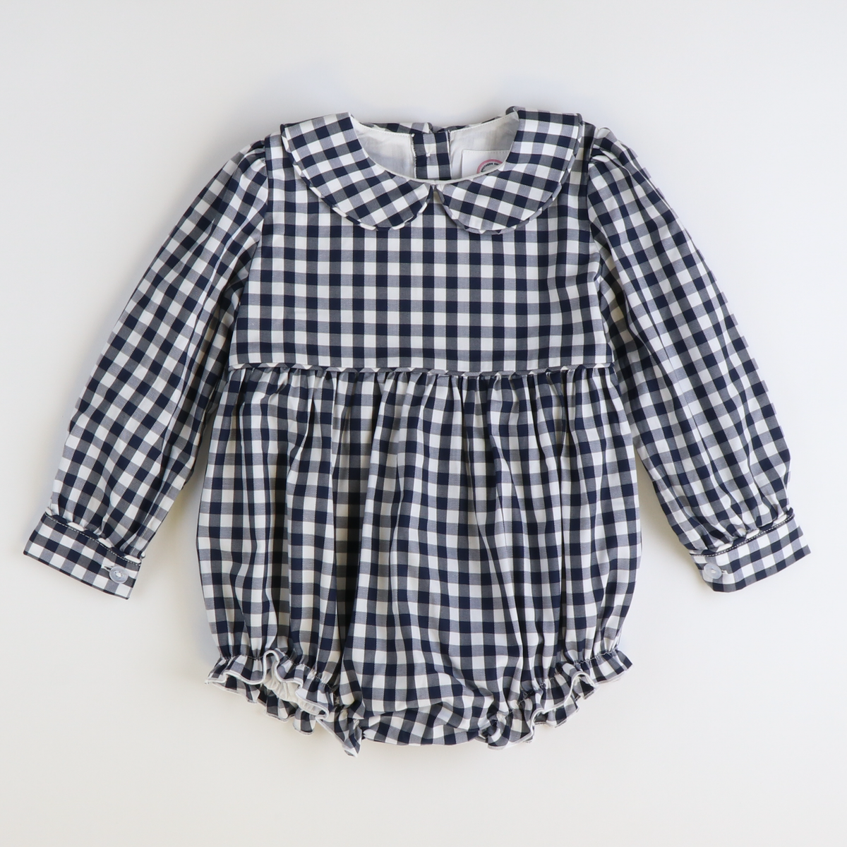 Collared Girl Bubble - Navy Check