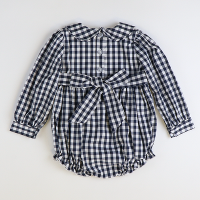 Collared Girl Bubble - Navy Check