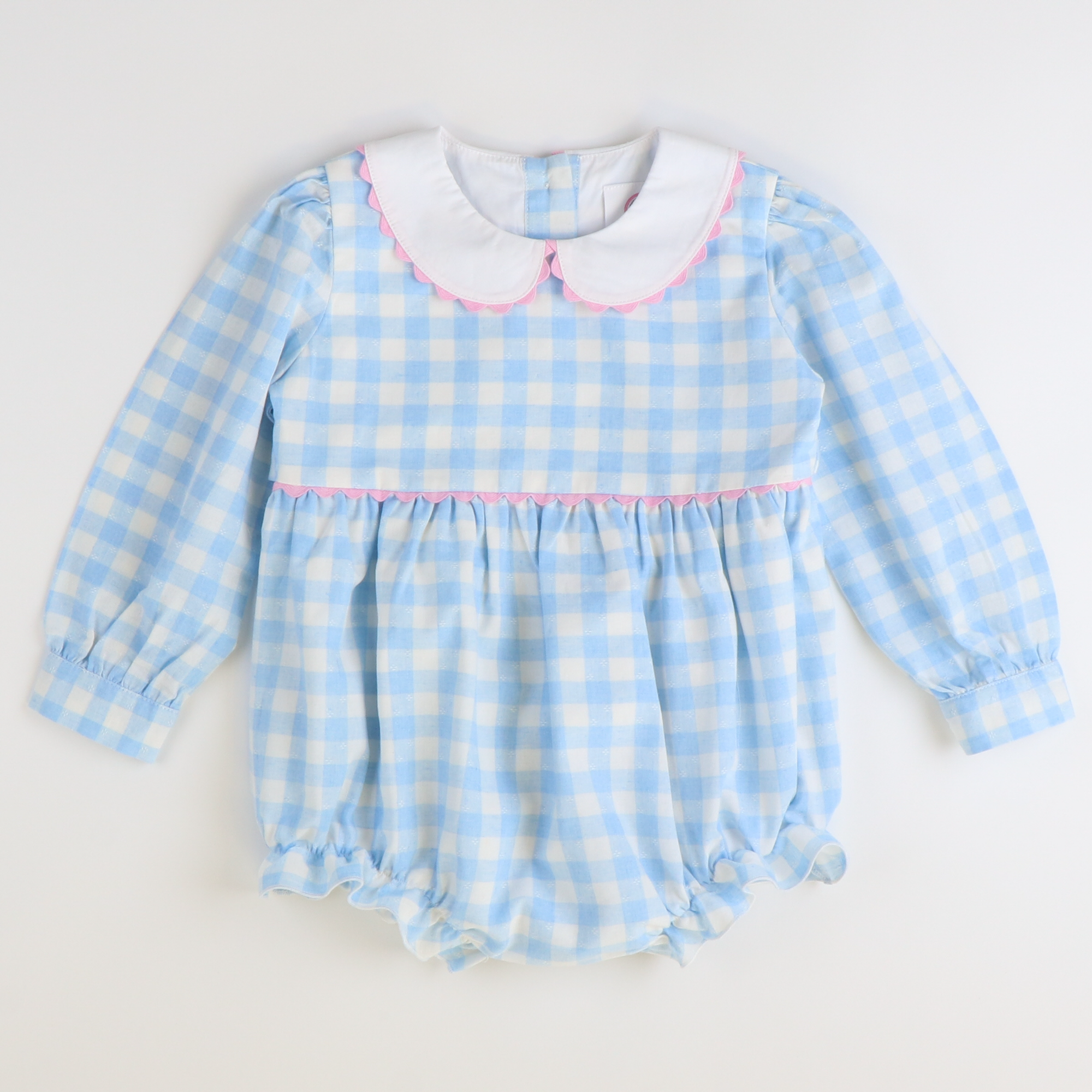 Collared Girl Bubble - Light Blue Check