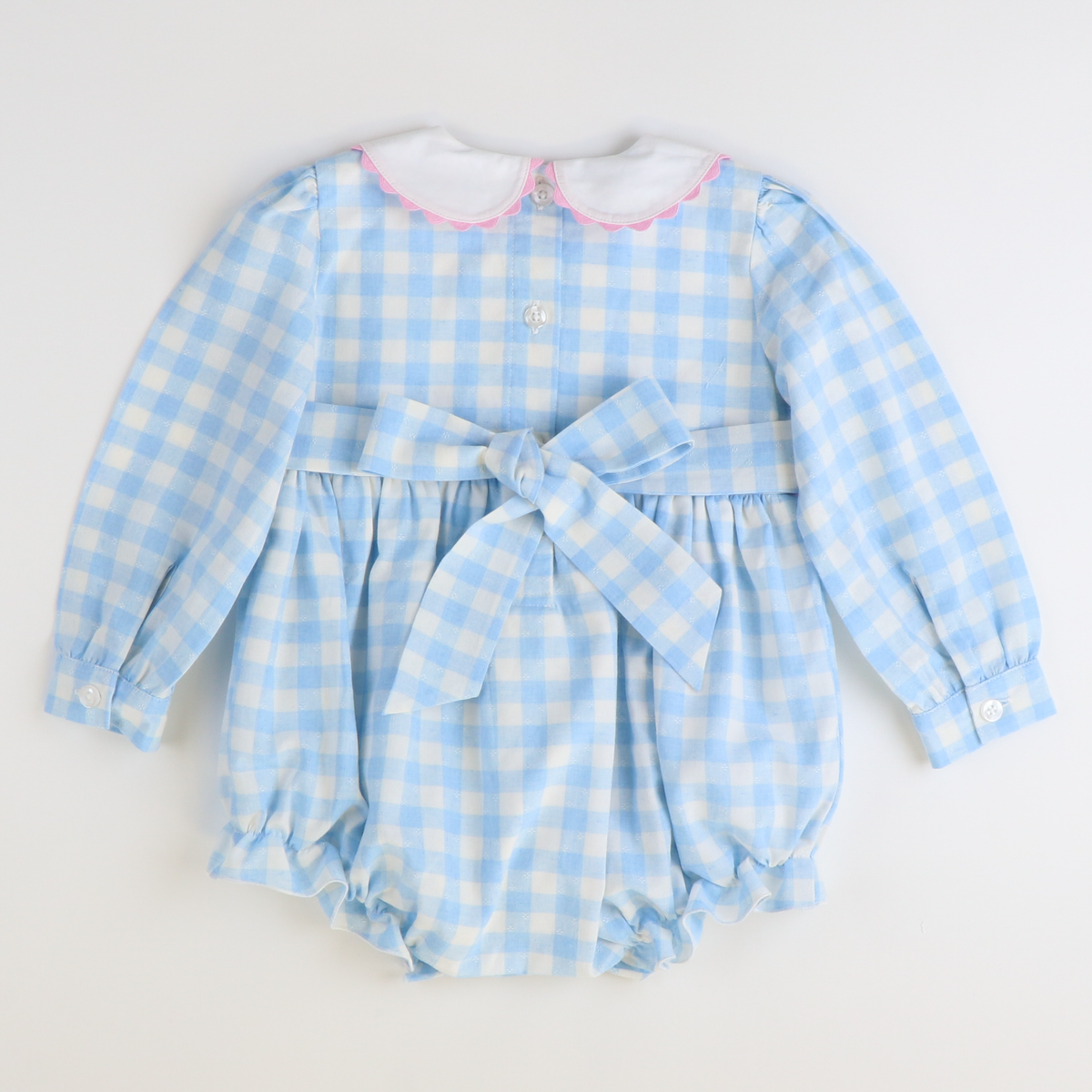 Collared Girl Bubble - Light Blue Check