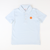 Embroidered Pumpkin Knit Polo -  Light Blue Thin Stripe - Stellybelly