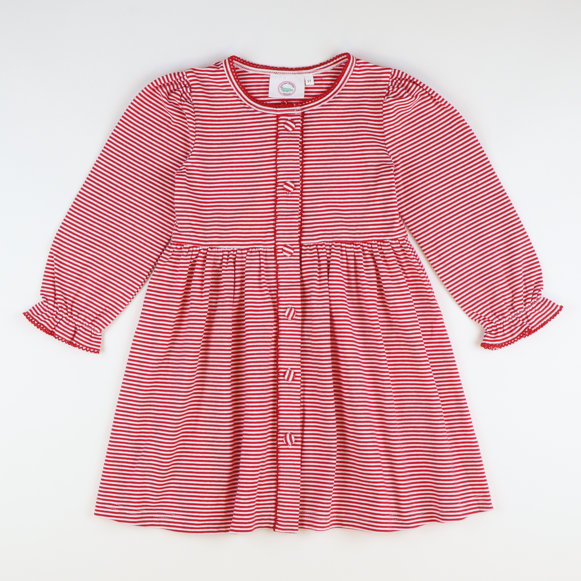 Out & About Knit L/S Dress - Red Stripe