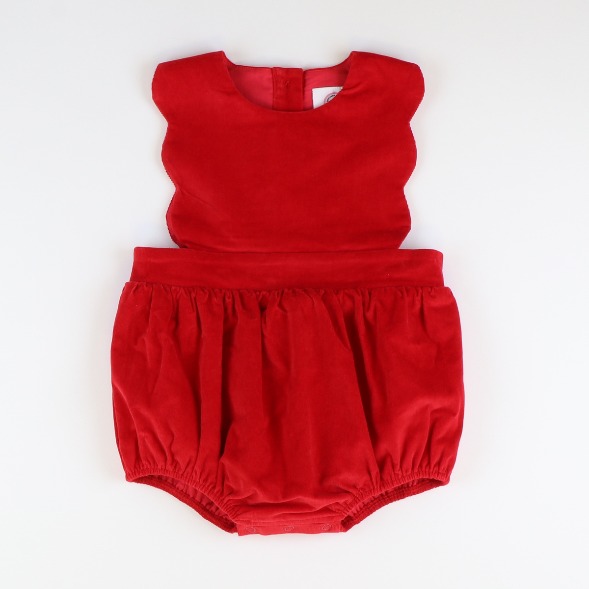 Scalloped Corduroy Bubble - Holiday Red