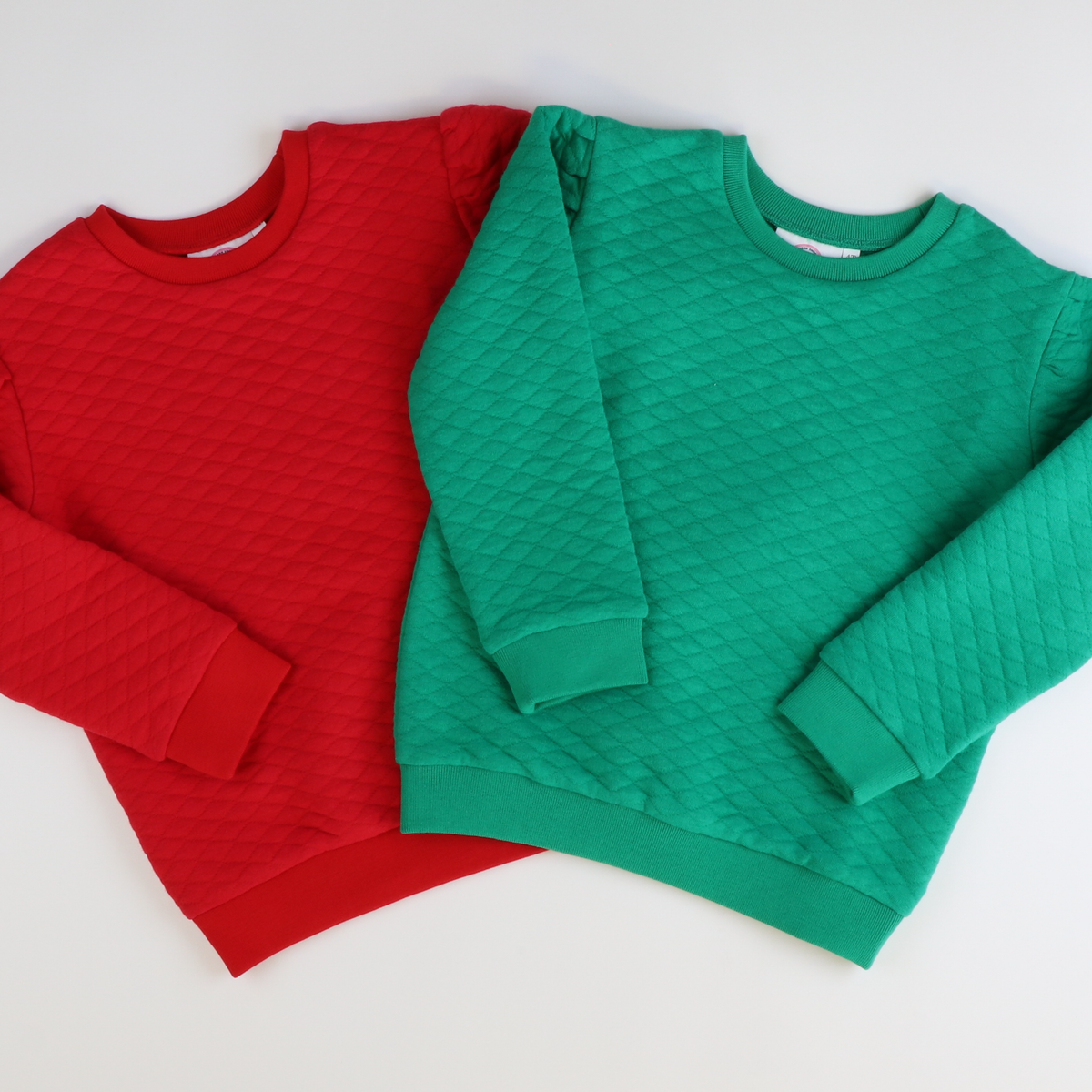 Quilted Girls Sweatshirt - Christmas Green