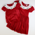 Embroidered Holly Holiday Red Velvet Dress