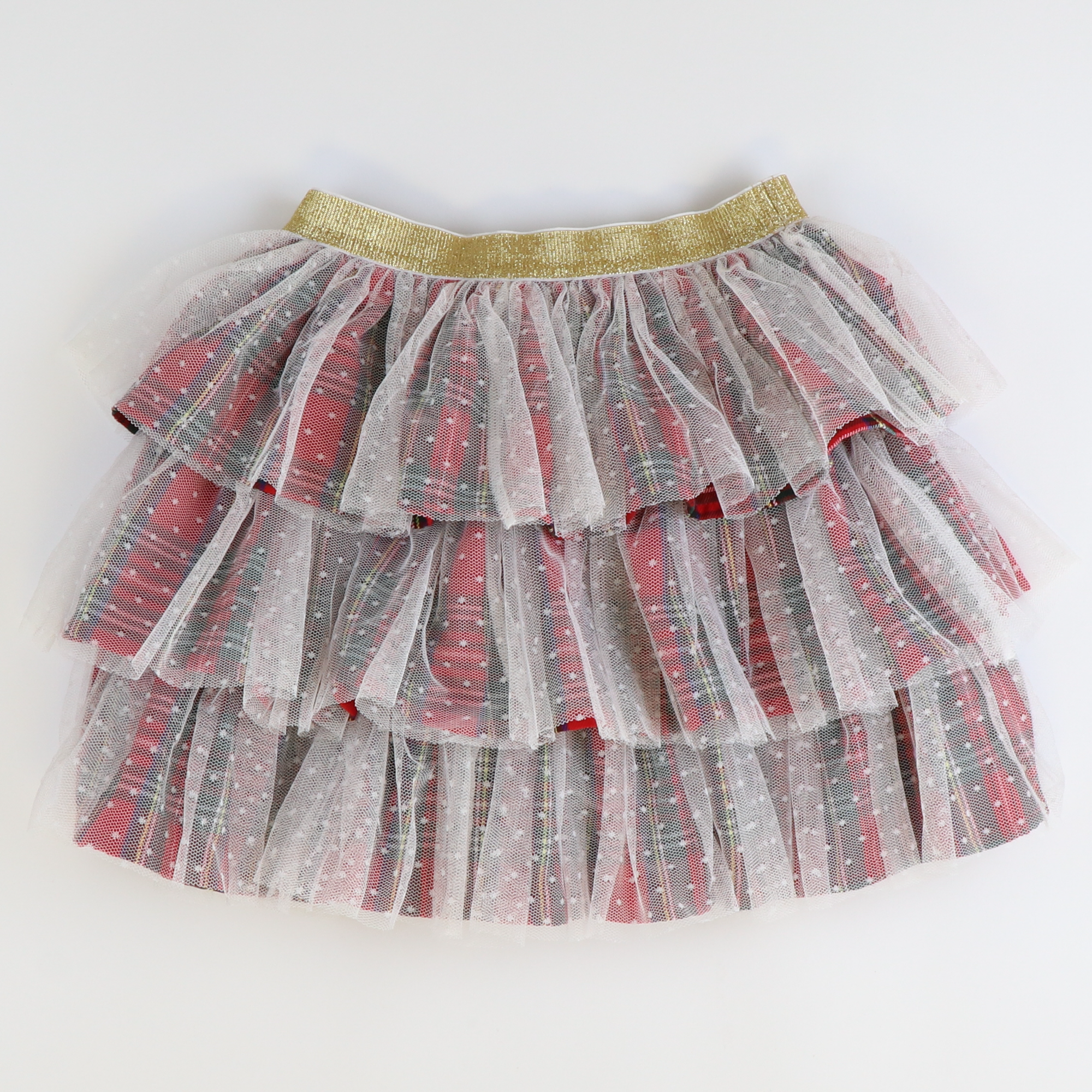 Tiered Tulle Skirt - Christmas Plaid