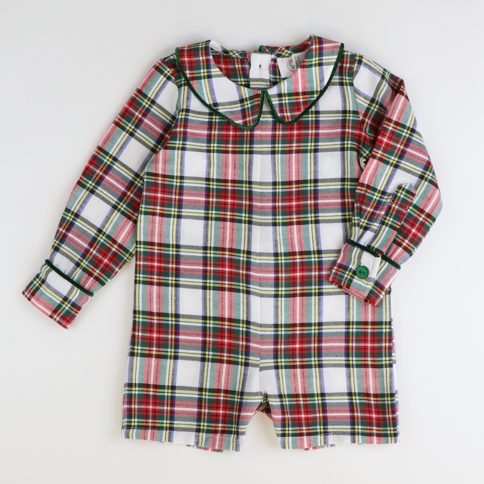 Christmas Tartan Plaid Collared Boy Romper - Stellybelly