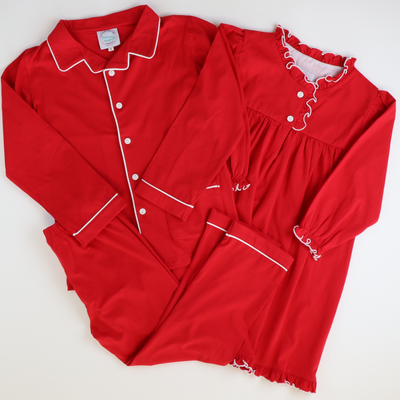 Knit Loungewear Set - Holiday Red