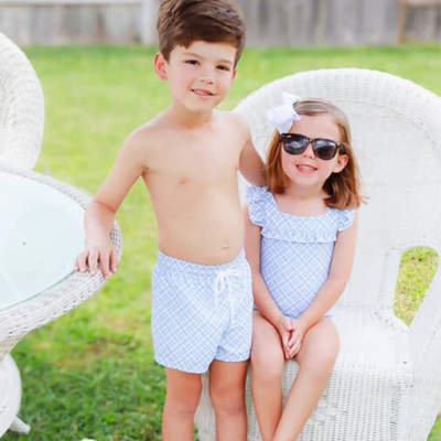 Swim Trunks - Coastal Blue Plaid