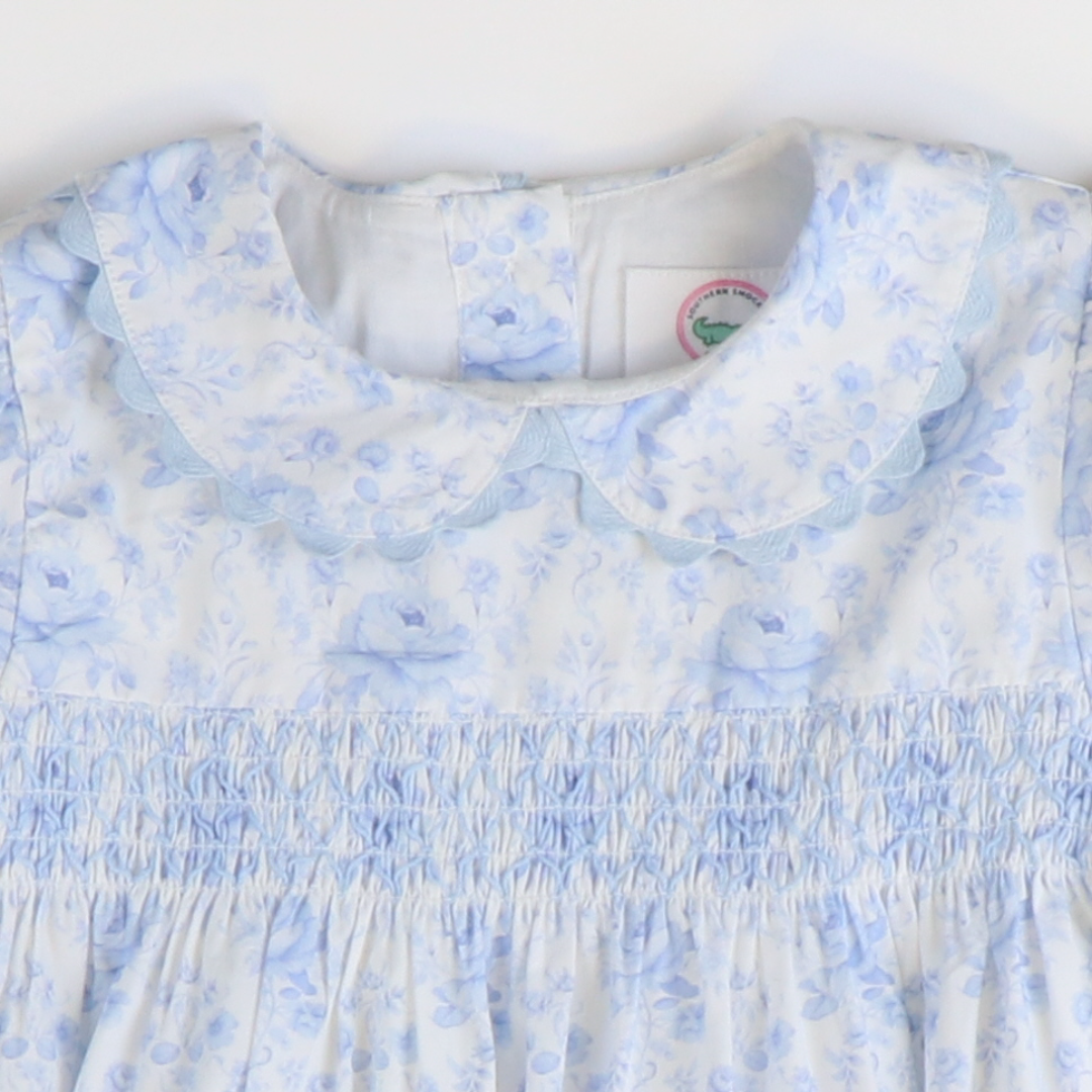 Smocked Geo Girl Bubble - Blue Fancy Floral